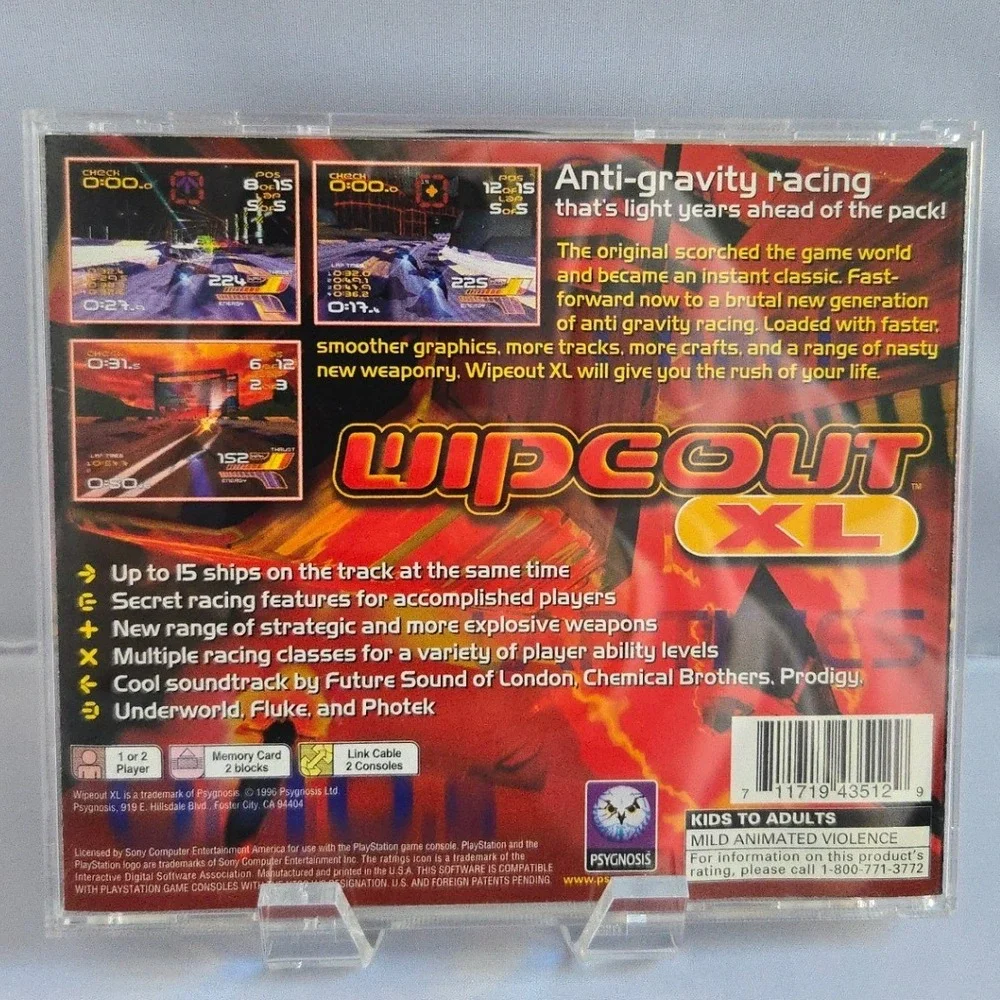 Wipeout XL - Sony‎ PlayStation 1 - Complete CIB W/ Manual - Authentic & Tested